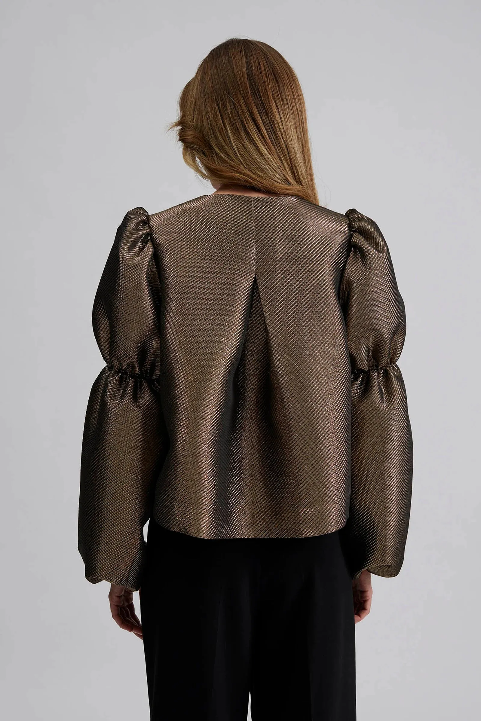 Zoey Double Puff Blouse Gold Metallic