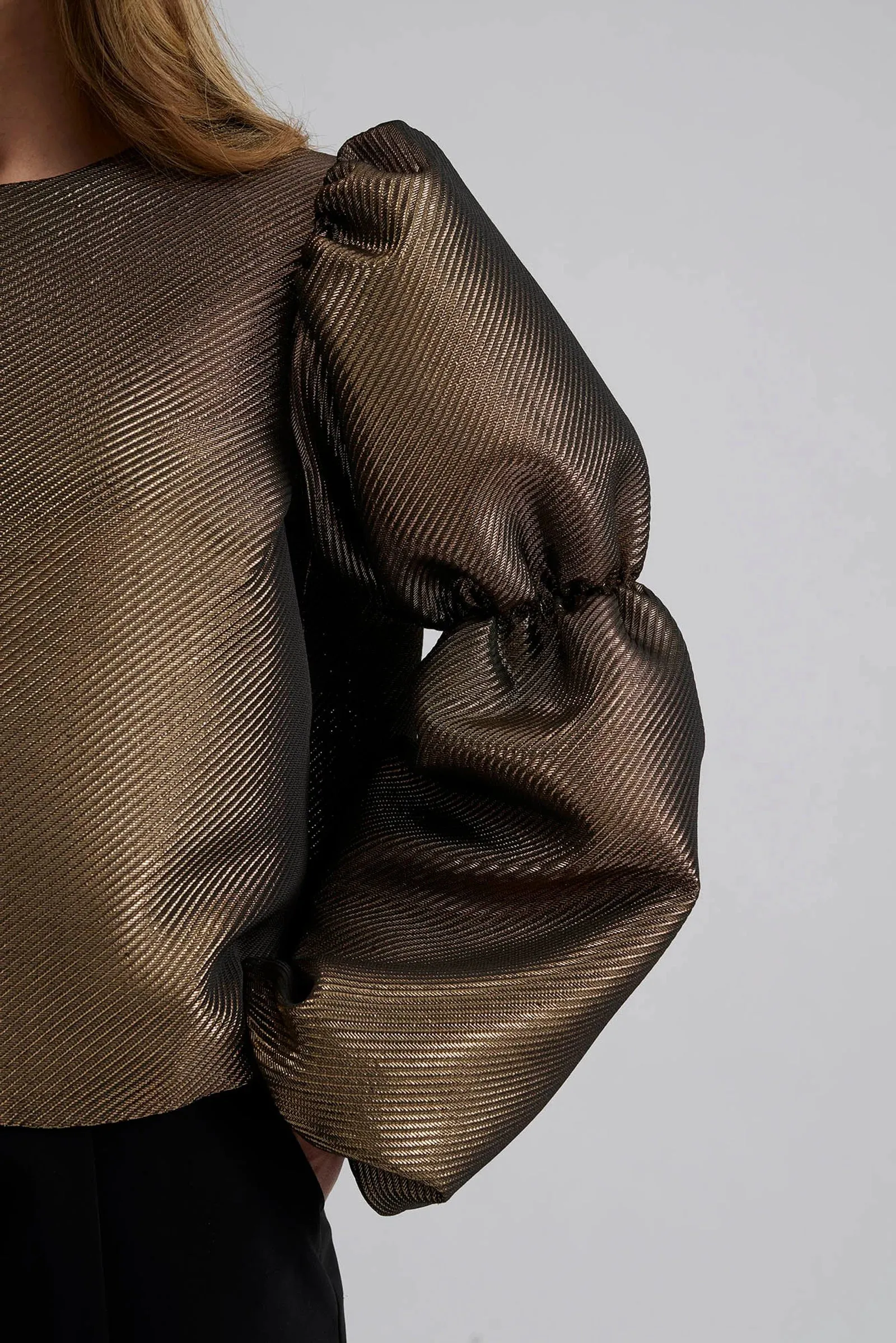 Zoey Double Puff Blouse Gold Metallic